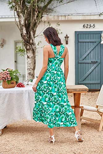 Image of GRACE KARIN Womens Summer Floral Dresses 2026 Boho Maxi Dress Flowy Halter Sundress Casual Vacation Beach Clothes with Pocket