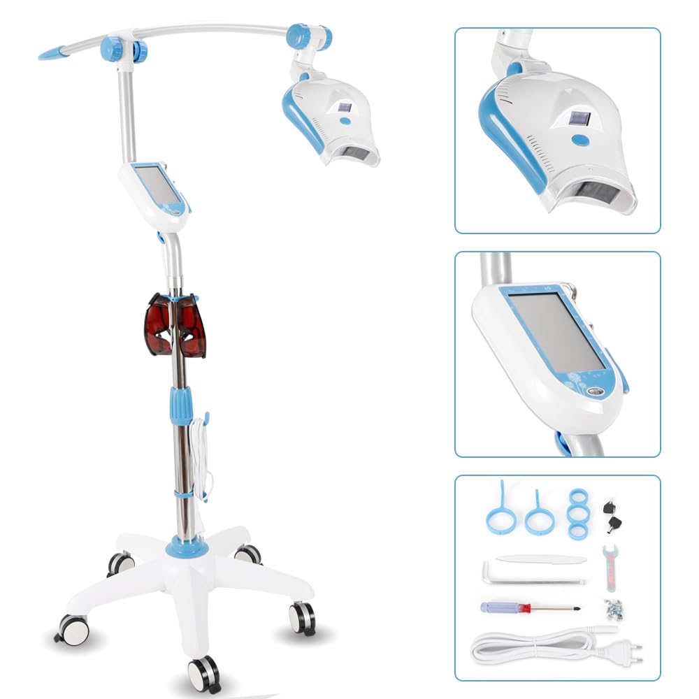 Wybielanie zębów, akcelerator do wybielania zębów, światło LED, lampa wybielanie zębów 220 V, 124 cm, regulowana wysokość, 5 kółek, wyposażona w hamulce