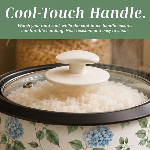Image of COOK WITH COLOR 6 Cup Rice Cooker 300W - Effortless Cooking and Perfectly, Cooks 3 Cups of Raw Rice for 6 Cups of Cooked Rice, Floral Blue /Green