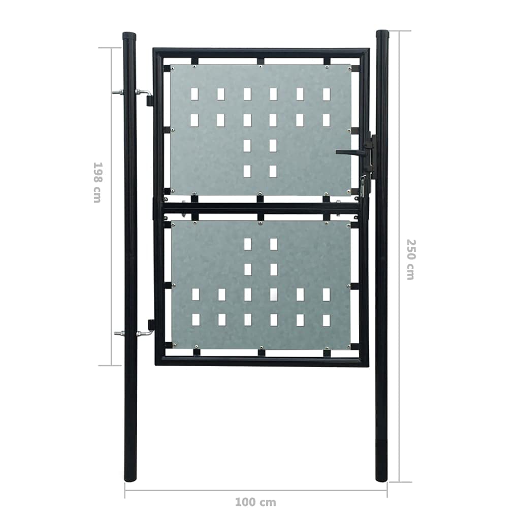 vidaXL Puerta de Valla Individual Negra de 100x200 cm