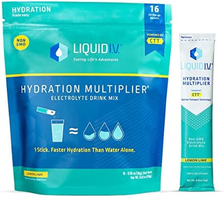 Liquid I.V. Hydration Multiplier - Lemon Lime - Hydration Powder Packets | Electrolyte Drink Mix | Easy Open Single-Serving Stick | Non-GMO | 192 Sticks