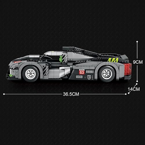 Miniatura 8 de MISINI 11031 Kit de bloques de construcción híbridos de hiperauto de 9 x 8, juego de construcción de autos de carreras MOC a escala 112, juego de