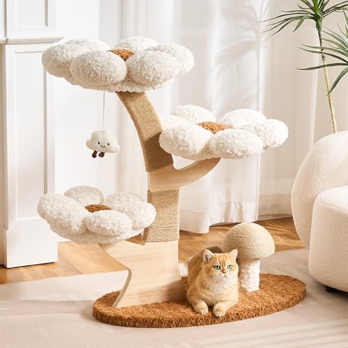 Torre moderna para gatos interiores 37 pulg con rascador miniatura 1
