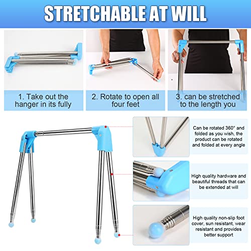 Roadtime Tragbarer Reise Kleiderständer, 13-28 Zoll Einziehbarer Wäscheständer, Zusammenklappbarer Bodenständer, Kleiderbügel, Kleiderstänge für die Wäsche zu Hause, Camping, Reisen im Freien