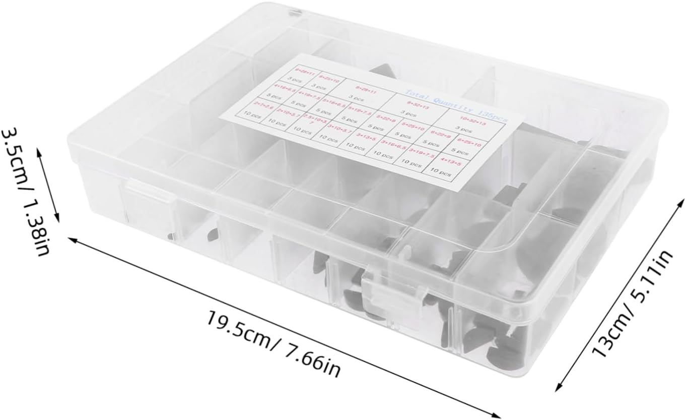 Crescent Key Assortment Kit Woodruff Keyway Carbon Steel Semicircle Box for Mechanical Repair