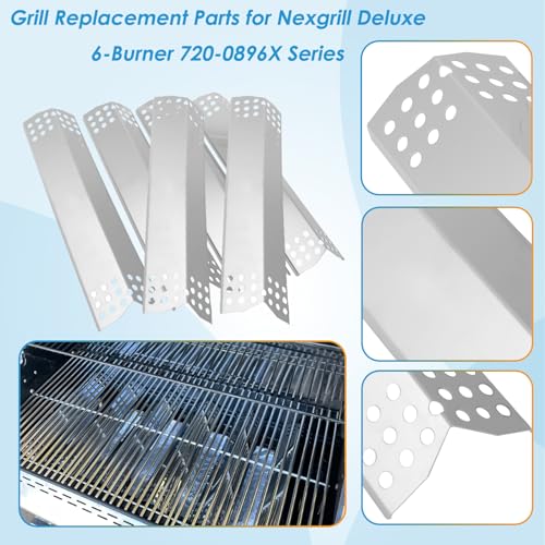 Image of Replacement Parts for Nexgrill 720-0896B 720-0896E 720-0896X 720-0896C Deluxe 6-Burner Gas Grills, Cooking Grate, Grill Heat Shield Tent and Burner for Nexgrill Replacement Parts 6 Burner