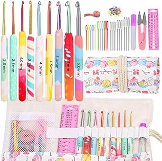 NAMOON Crochet Hooks Set, 9 PCS Ergonomic Soft Grip Handles Yarn Knitting Needles Kit, Crochet Needles in Case, Crochet Kit with Stitch Markers, Big Eye Weaving Crochet(2mm- 6mm )
