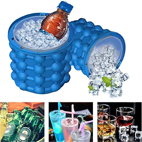 Silicone Ice Bucket With Lid Ice Cube Master Portable Reusable Round Ice Cube