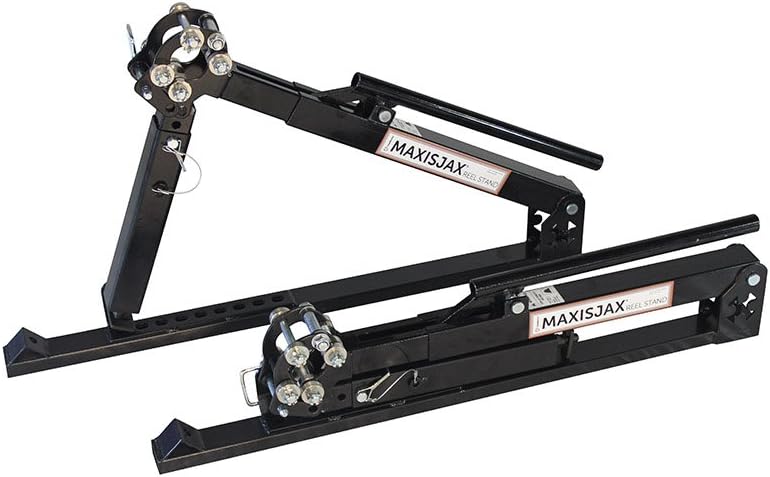 Southwire MJ-707 Maxis Jax Cable Spool Jack Stands, Pair Of Foldable Jack Stands, Lifts Reels Up To 3000 lbs., Easy One-Man Operation, Fits Reels up to 48 Inches Tall, Must Use A 1-1/2" To 2" Rigid Pipe For An Axle (Not Included) , Red