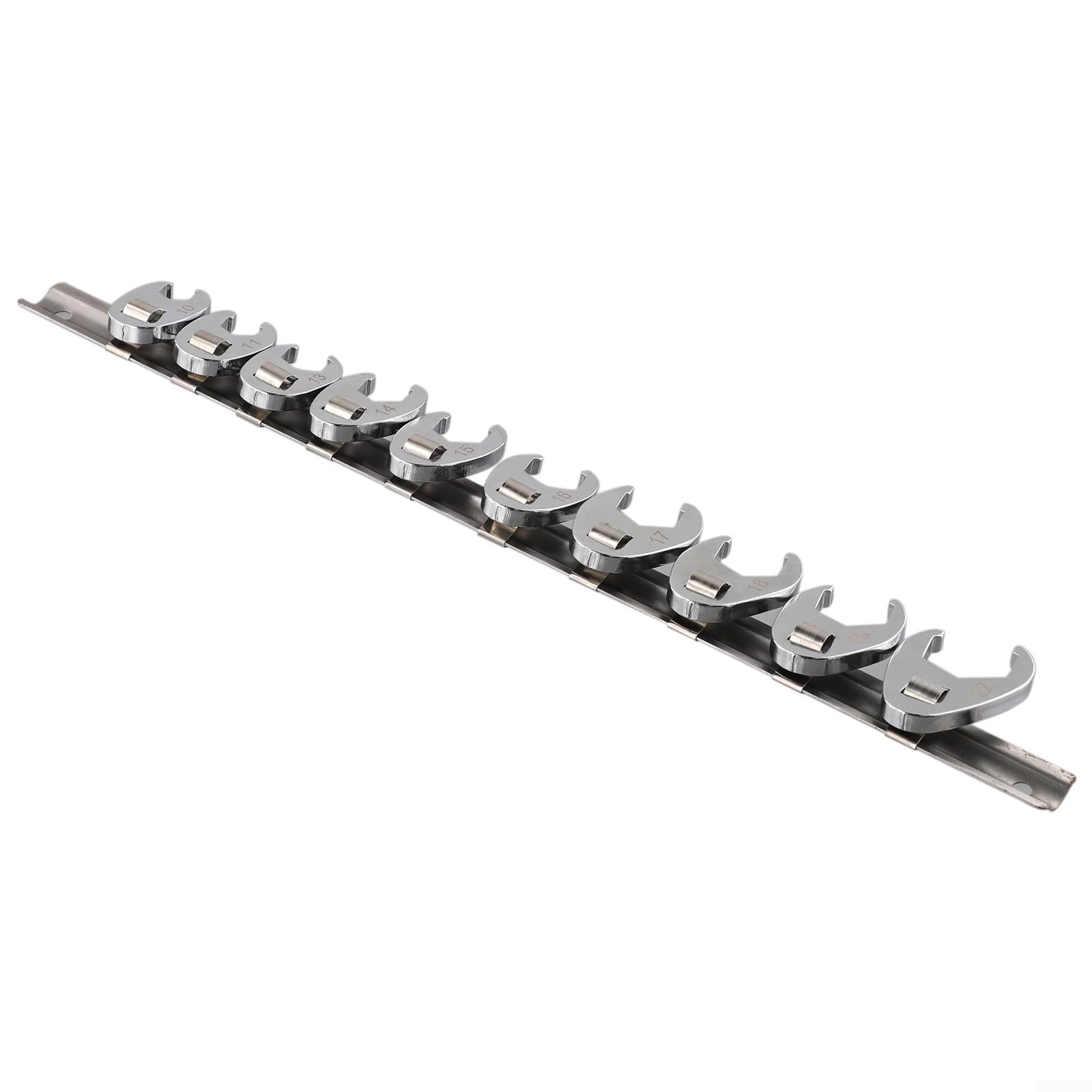 Set di 10 Chiavi Inglesi a forchetta, per lavori di Riparazione Meccanica di autoveicoli, da 10 a 22 mm, Chiave Inglese Aperta con Organizer a Clip.