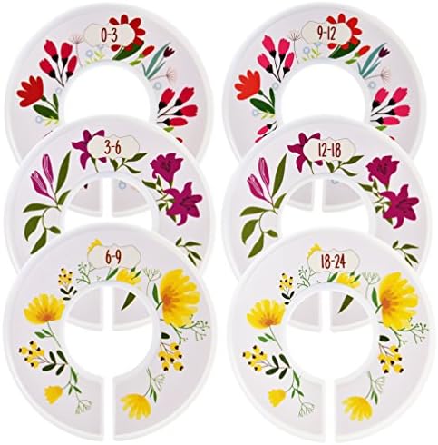 Baby Closet Dividers, Clothing Hanger Organizers, Flowers Design, Girl, Set of 6