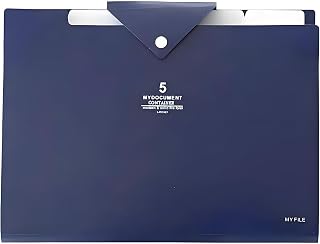 ドキュメントファイル A4 フォルダー 書類収納 5ポケット PP製 拡張フォルダー アコーディオンファイル ジャバラファイル 大容量 書類収納 防水 軽量 携帯用 学校 オフィス用品 (ネイビー)