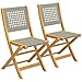Outsunny Gartenstühle 2 Stück FSC Akazienholz Klappstuhl mit Atmungsaktiv Sitz angenehme Sitzhöhe, Gartensessel aus Massivholz & Polyrattan Balkonstühle Stuhlset für Garten Balkon Terrasse Grau