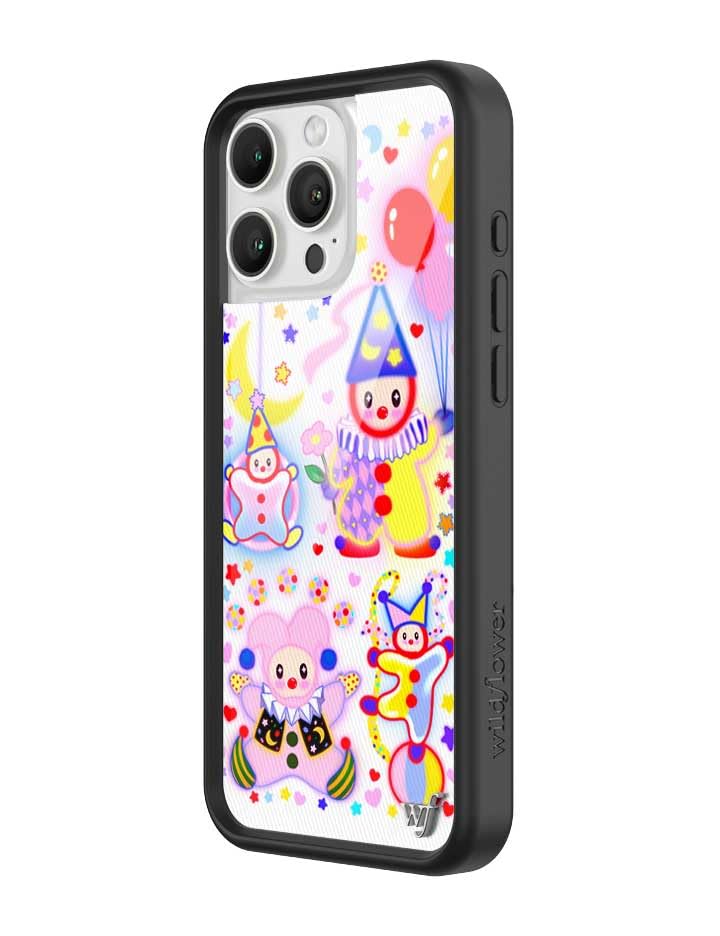 Image of Wildflower Cases - Compatible with iPhone 16 Pro Max | Protective Black Bumper, 6.5ft Drop Test Certified, Women Owned Small Business | Circus Stars Moon Aesthetic Trendy Cute | Clown Around