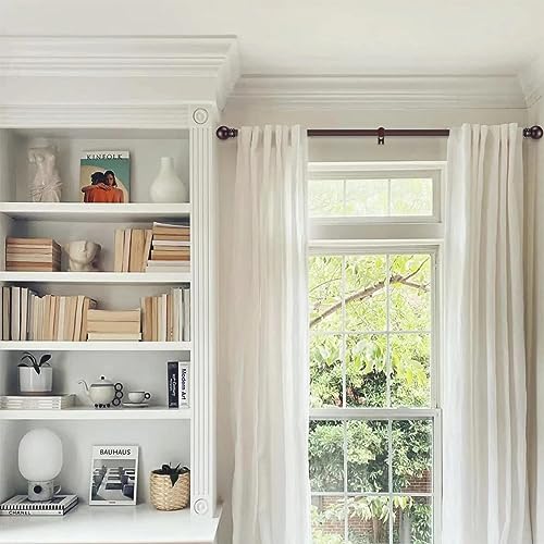Image of GXOACKJ 2 Pack Brown Curtain Rods for windows 66 to 120 inch, 5 /8 inch Splicing Heavy Duty Metal Curtain Rod Set with Brackets