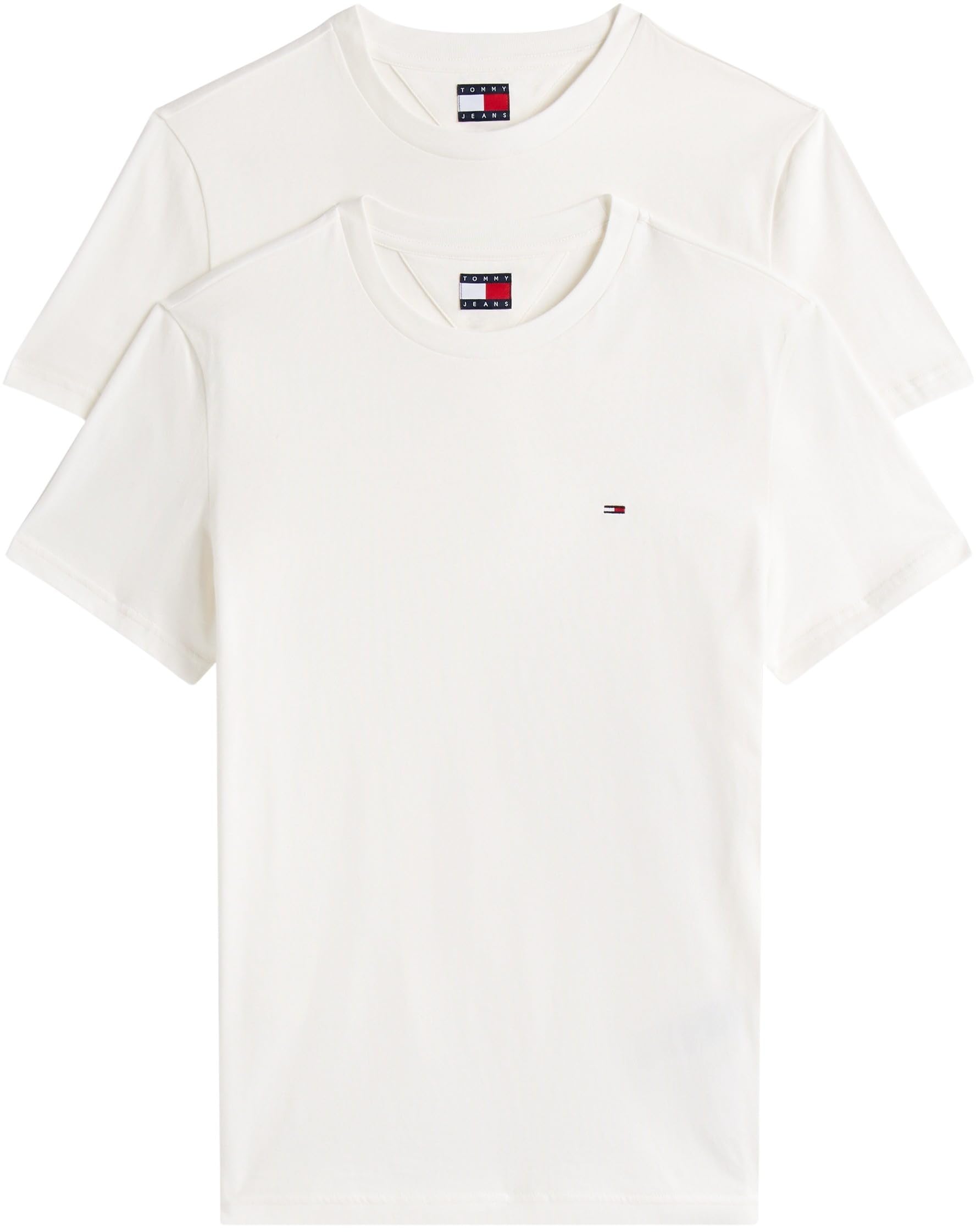 Tommy Jeans Mens TJM Xslim 2pack Jersey Tee Ext Dm0dm20687 S/S T-Shirt, Multi (Ecru/Ecru), L UK