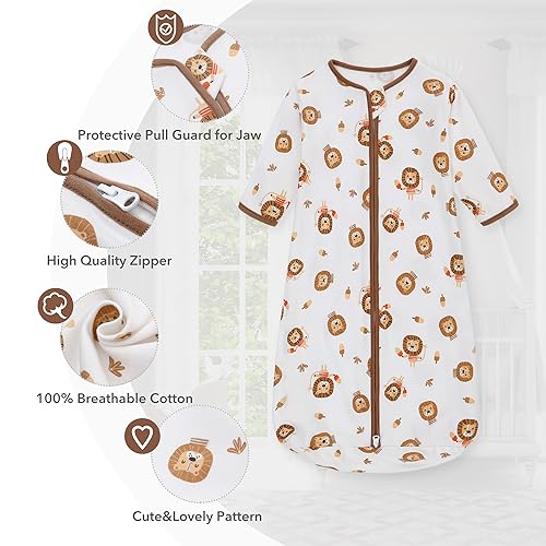 Image of Miracle Baby Long Sleeve Sleep Sack 2-Pack, 100% Cotton Wearable Blanket Baby Sleeping Bag for Newborn Infant Toddler