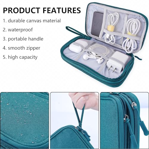Teskyer Travel Organiser Bag, Waterproof Cable Organiser, Dark Green, 8.5 x 5 Inch - Image 5