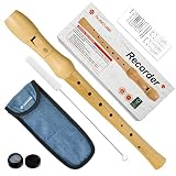 MUSICUBE Soprano Recorder German Fingering Single Hole Wooden Recorder Flauta with Cleaning Rod Musi