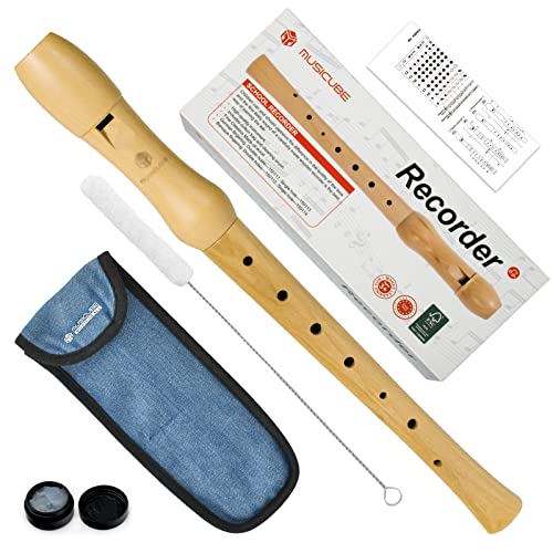 Musicube Soprano Recorder German Fingering Single Hole Wooden Recorder Flauta With Cleaning Rod Musical Instrument For Beginner Kids Adults #TOP29