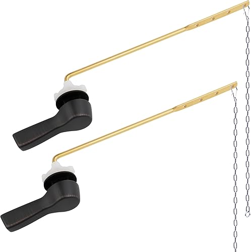 Hygie Rinse Juego de 2 piezas universales de repuesto de mango de inodoro de metal para montaje frontal, compatible con tanque de inodoro