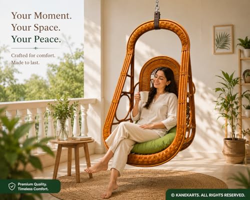 Cane Crafts Hanging Swing Chair for Adults & Kids, Swing for Balcony, Outdoor Swing Chair, Hammock Swing for Home, Patio, Garden, Indoor | Balcony Hanging Chair | Jhula for Home. (Rajderbar Jhula) - Image 3