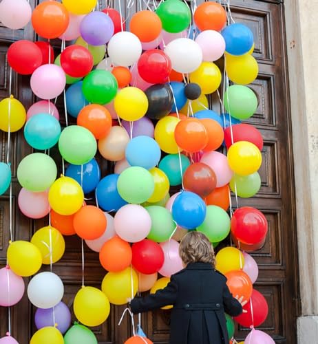 Image of KALOR 12 Inch Rainbow Balloons, 50 Pcs Latex Helium Balloons for Kid's Birthday Party, Baby Shower, Wedding, Graduate Party Decorations