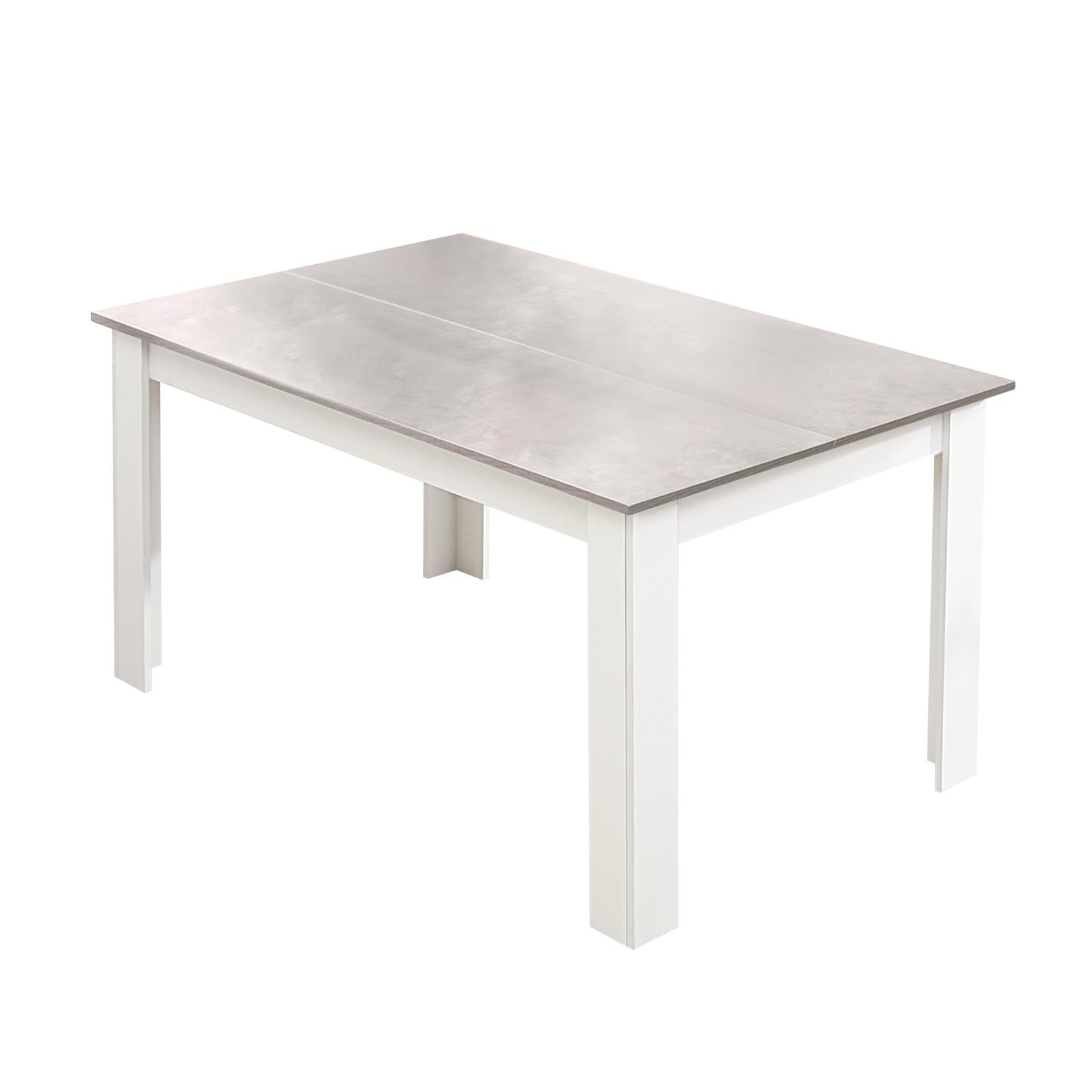 Mondeer Dining Table, 138 x 90 cm Modern Kitchen Table for 4-6 People, Wooden Rectangular Dinner Table for Dining Room Kitchen Living Room, Grey and White
