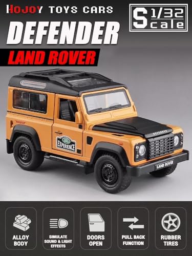 Image of Alokik Enterprise 1:32 Land Rover Defender SUV 110 Diecast Metal Pull Back Car with 6 Openable Doors with Sounds and Lights Toy Decoration car Best Gift Toys for Kids 【Orange】
