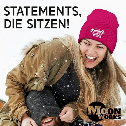 Bonnet tricoté isolant femme Confetti Queen à patch imprimé résistant