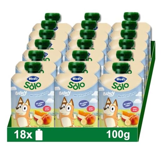 Hero - Bolsitas de Fruta con Sabor Mediterráneo, Sin Conservantes ni Colorantes, Aceite de Palma, Gluten, ni Azúcares Añadidos, Para Bebés a Partir de los 12 Meses - Pack de 18 x 100 g