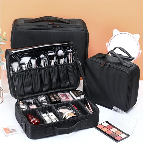 TAVADA Bolsa de Maquillaje,Estuche de Maquillaje de Viaje,Neceser de Maquillaje Profesional,Maletin Maquillaje con Espejo,Make Up Bolso de Cosméticos Portable con Divisiones Extraíbles - imagen 5
