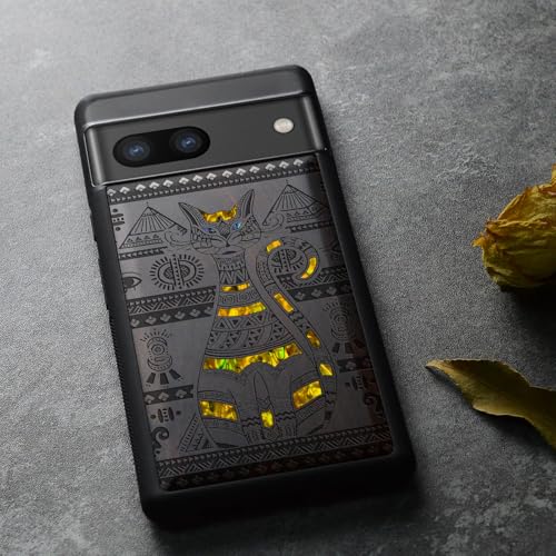 Étui compatible avec Google Pixel 8a gravure bois sombre unique - 4