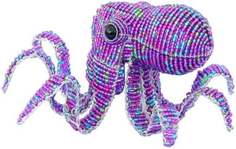 Coastal Sea Life Purple Octopus Glass Beaded Wire Sculpture Beadworkx