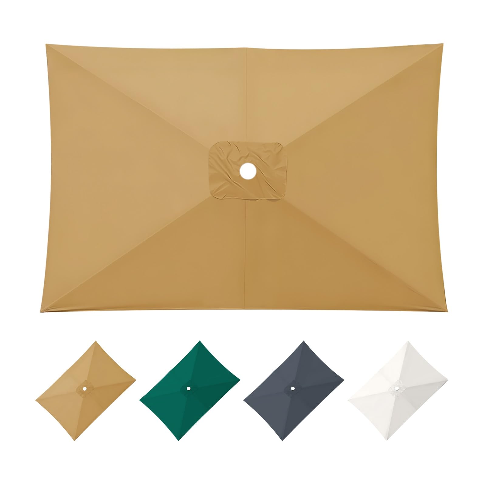 Tettoia rettangolare di ricambio per ombrellone a 6 stecche, 3 x 2 m, impermeabile, copertura per ombrellone da giardino e patio, colore cachi per uso esterno