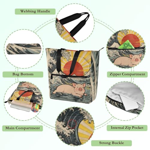 Bolsa de libros con bolsillo de cremallera externo para mujeres 5