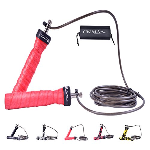 De plástico maneta Gruesa Velocidad de la Cuerda de Salto Ajustable Antideslizante diseño Libre Caso de Transporte para el Boxeo MMA Hombres Mujeres Adultos Doble bajo los Ejercicios(Rojo)