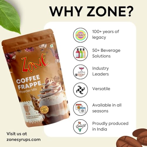 Image of Zone Coffee Frappe Powder | Premium Cafe-Style Coffee Base for Frappes, Cold Coffees, Iced Coffees, Milkshakes & Desserts | Smooth & Creamy Instant Mix | 1kg Pack - More Servings, Perfect For Cafe Restaurants & Professional Use