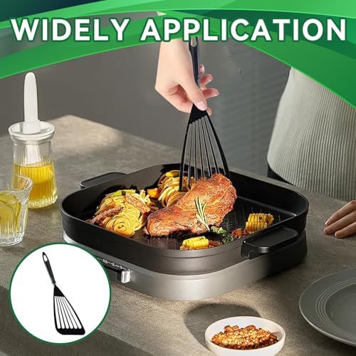 Fish Spatula, Nylon Slotted Silicone Spatula Fish Slice Big Burger Flipper Egg Spatula Turner Non Stick Flexible Large Silicone Spatula for Non-Stick Pans Cooking Flipping Pressing Fish Eggs Pancakes - Image 5
