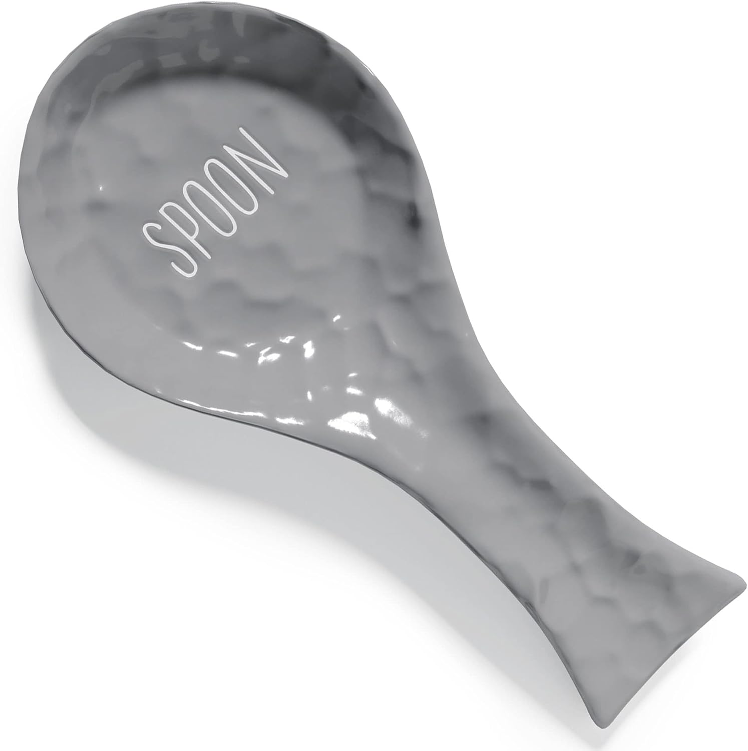 Barnyard Designs Ceramic Spoon Rest for Kitchen Counter or Stove Top, Decorative Cooking Utensil or Spatula Holder, Farmhouse Kitchen Decor, Grey, 9.25" x 4"