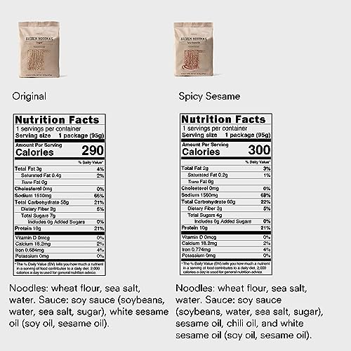 Image of Public Goods Ramen Noodles | Brothless Vegan & Vegetarian Instant Ramen | Healthy, High Protein Asian Noodle | Preservative Free | No Added MSG | Original & Spicy Sesame Oil (10 Pack)