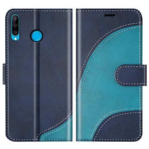 BoxTii Cover per Huawei P30 Lite/Nova 4E, Custodia in PU Pelle Portafoglio per Huawei P30 Lite/Nova 4E, Magnetica Cover a Libro con Slot per Schede, Blu