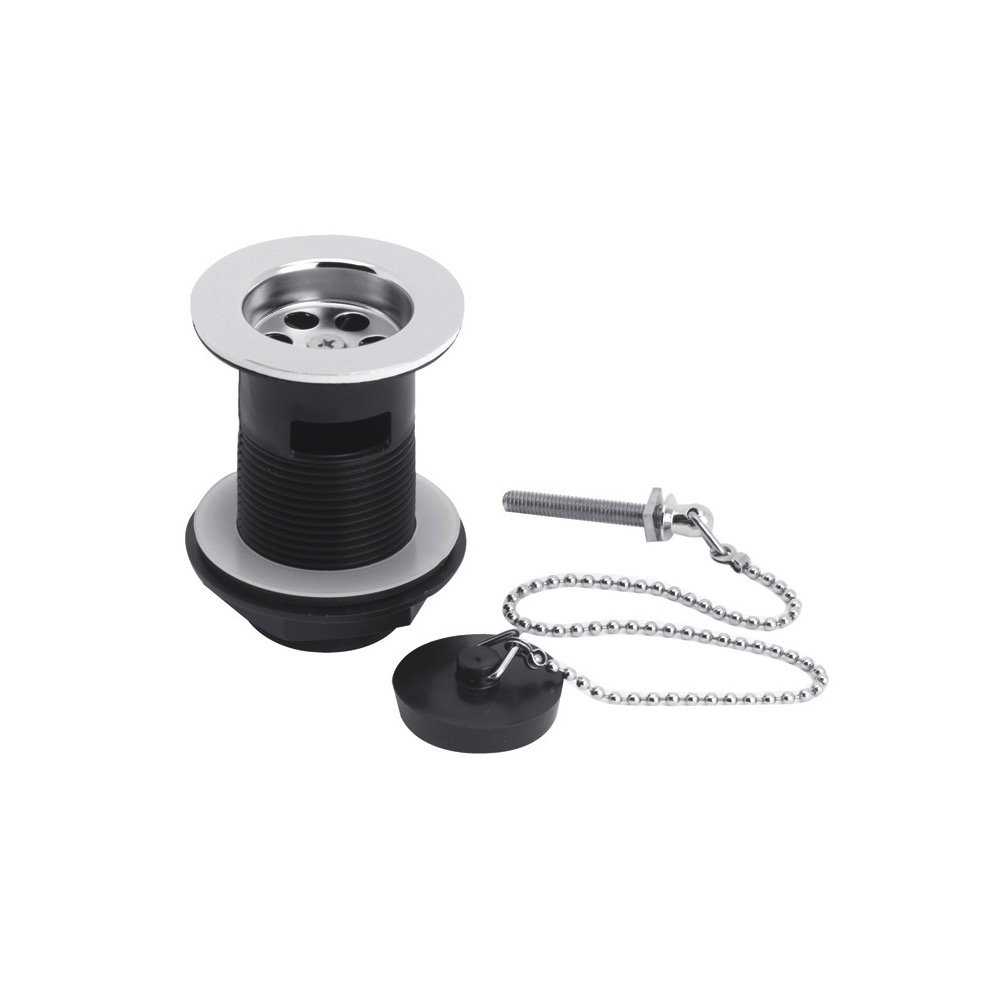 Nuie E308 ǀ Modern Bathroom Contract Basin Waste with Poly Plug and Ball Chain, 81mm x 61mm, Chrome