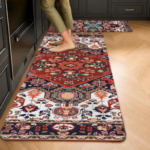 Image of MAXOSHINE Kitchen Mats for Floor Anti Slip Waterproof Feet Comfort Kitchen Runner Floor Mat Standing Desk Mat Floor Mats for Kitchen (120 * 40cm, 60 * 40cm) Set of 2