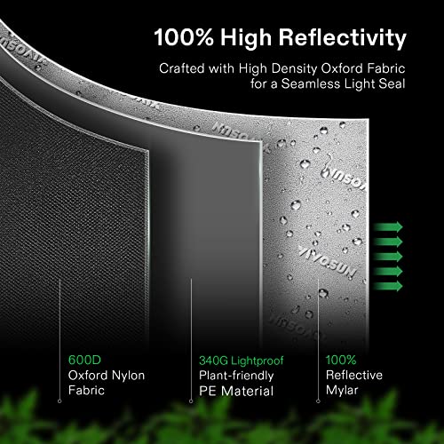 Vivosun R446 4X4 Grow Tent, 48"X48"X72" Roof Cube Tent With Observation Window And Floor Tray For Hydroponics Indoor Plant For Vs4000/Vsf4300 #TOP1