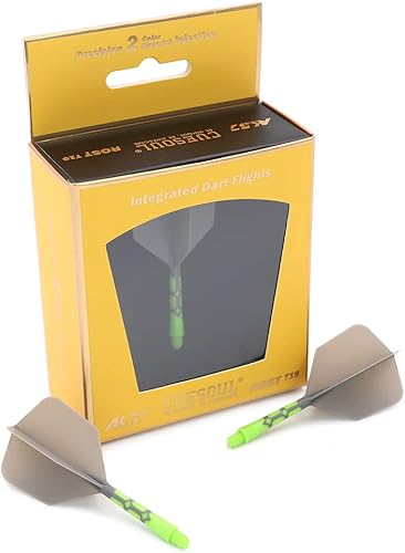 Vista 24 de CUESOUL ROST T19 - Eje de dardos integrado y vuelos con forma de ala grande, color gris, 1.102 in, dice adiós a la caída del vuelo de dardos con eje