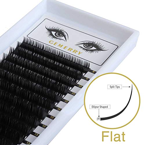 Flat Lash Extensions D Curl 0.15mm Ellipse Eye-lash Extensions Individual 8-14mm Mix Tray Professional Salon Perfect Use by GEMERRY