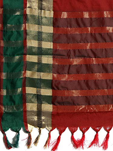 Image of SAREE MALL Silk Women's Cotton Banarasi Saree With Unstitched Blouse Piece