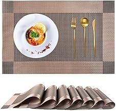 Sunzone Placemats，Placemats for Dining Table Set of 8, Heat Resistant Anti-Slip Placemats,Stain Resistant Washable PVC Table Mats for Kitchen Tables