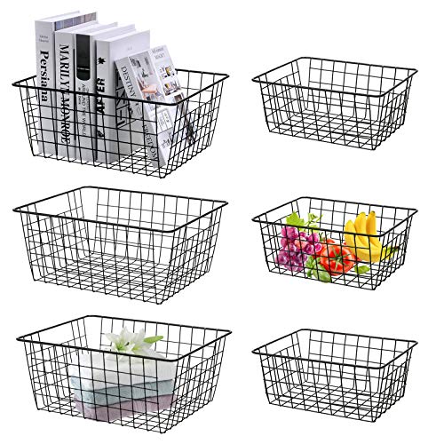 Lot de 6 paniers de rangement en fil métallique pour garde-manger, rangement de la maison, du bureau, de la cuisine, de la salle de bain Cover